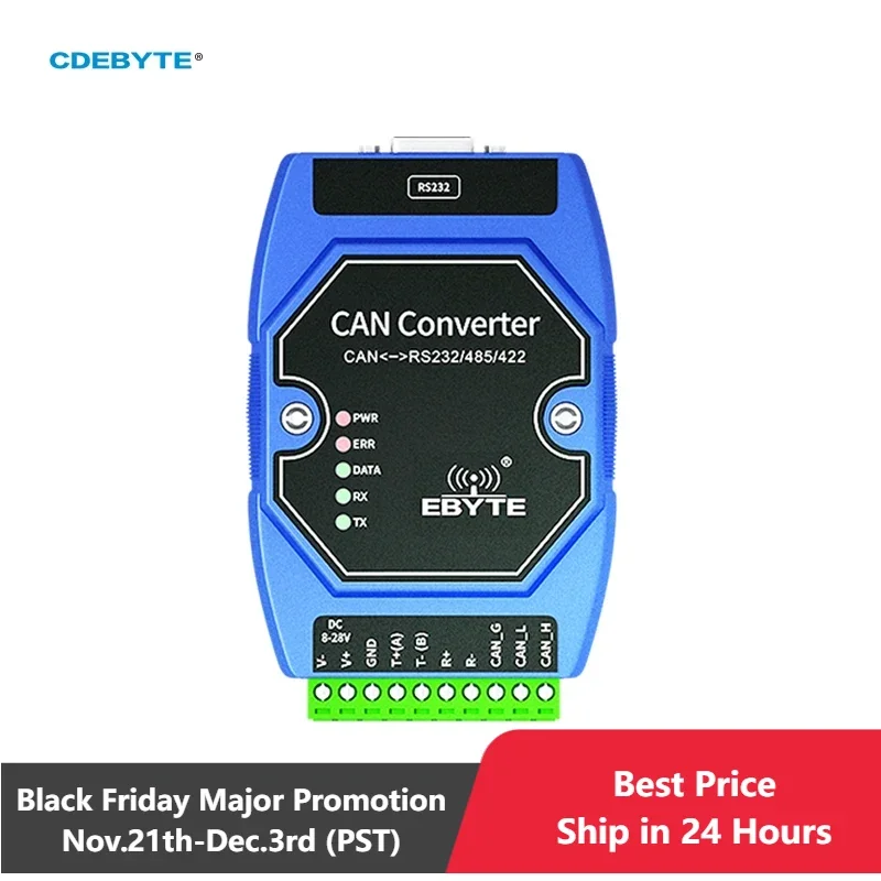 CAN to Serial Protocol Converter Can to RS485/RS232/RS422 CDEBYTE ECAN-401S DC 8～28V Build in Watchdog Wide Baud Rate Range