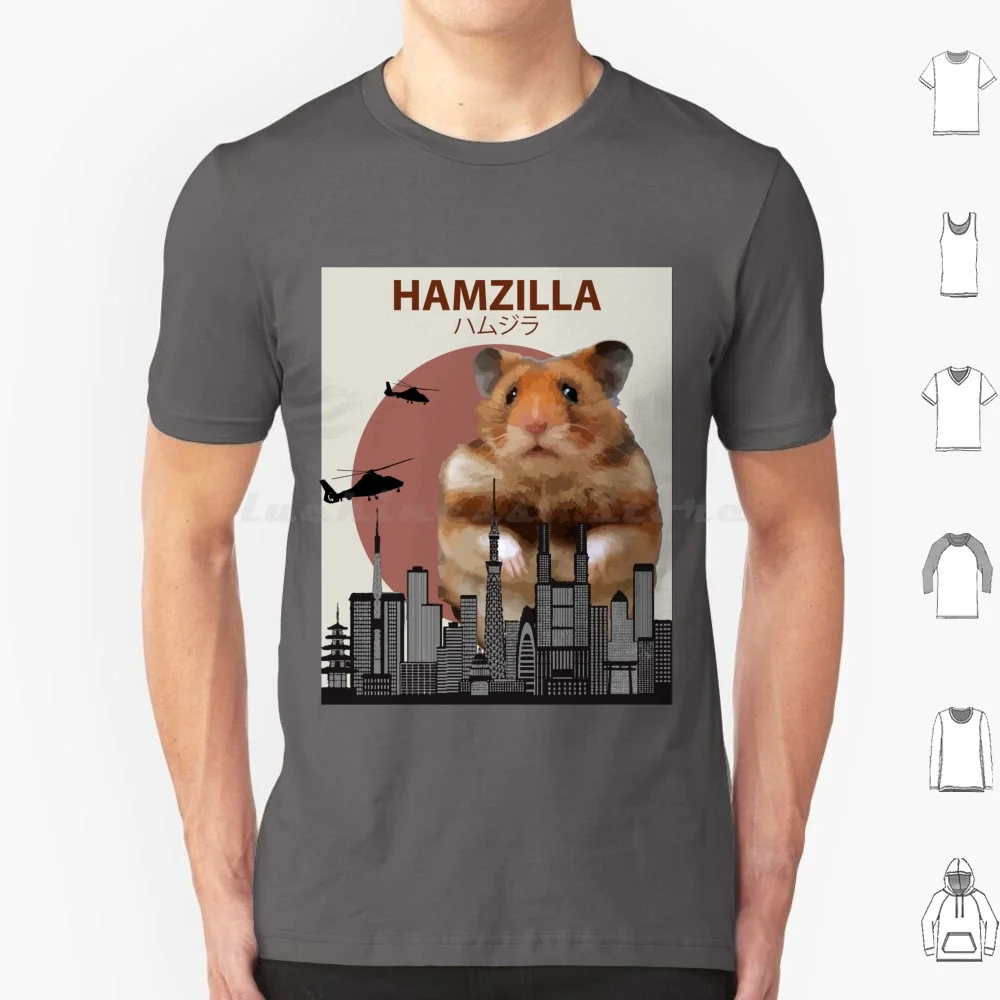 Hamzilla-Giant Hamster Monster T Shirt Big Size 100% Cotton Hamzilla Hamster Syrian Hamster Dwarf Hamster Teddy Bear Hamster