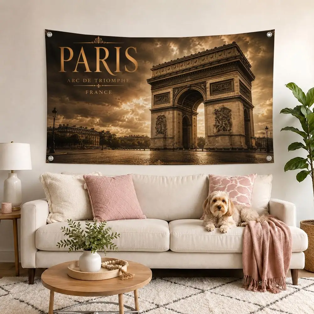 European American Travel Landmark Collection Garage Flags for Bedrooms Outdoor Decor Tapestry Flaga Advertising Barber Shop
