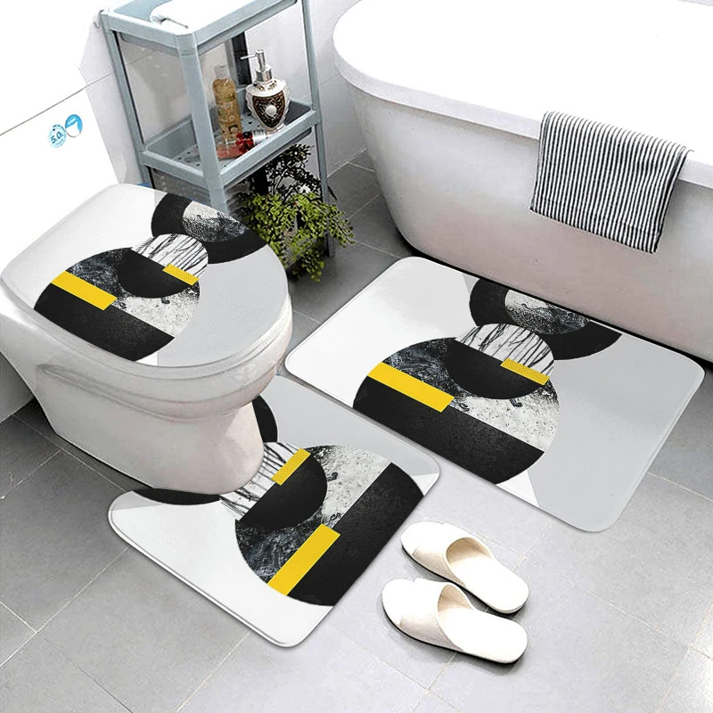 Cobblestone Embossed Three-Piece Carpet Household Bathroom Non-Slip Set Toilet Floor Mat Bathroom Absorbent Floor Mat