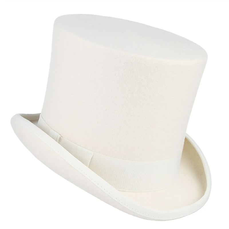 White Top Hat Short Brim Western Magician Hat for Dinner Outdoor Casual Wear