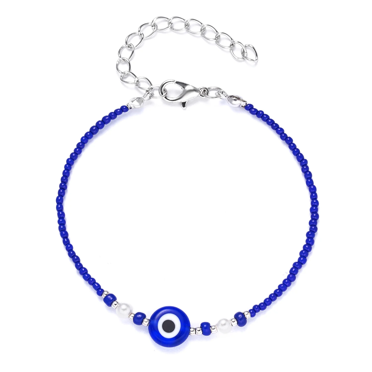 Exquisite Blue Evil Eyes Bracelet for Woman Turkish Lucky Simple Tiny String Beaded Alloy Bracelet Girl Charm Everyday Jewelry