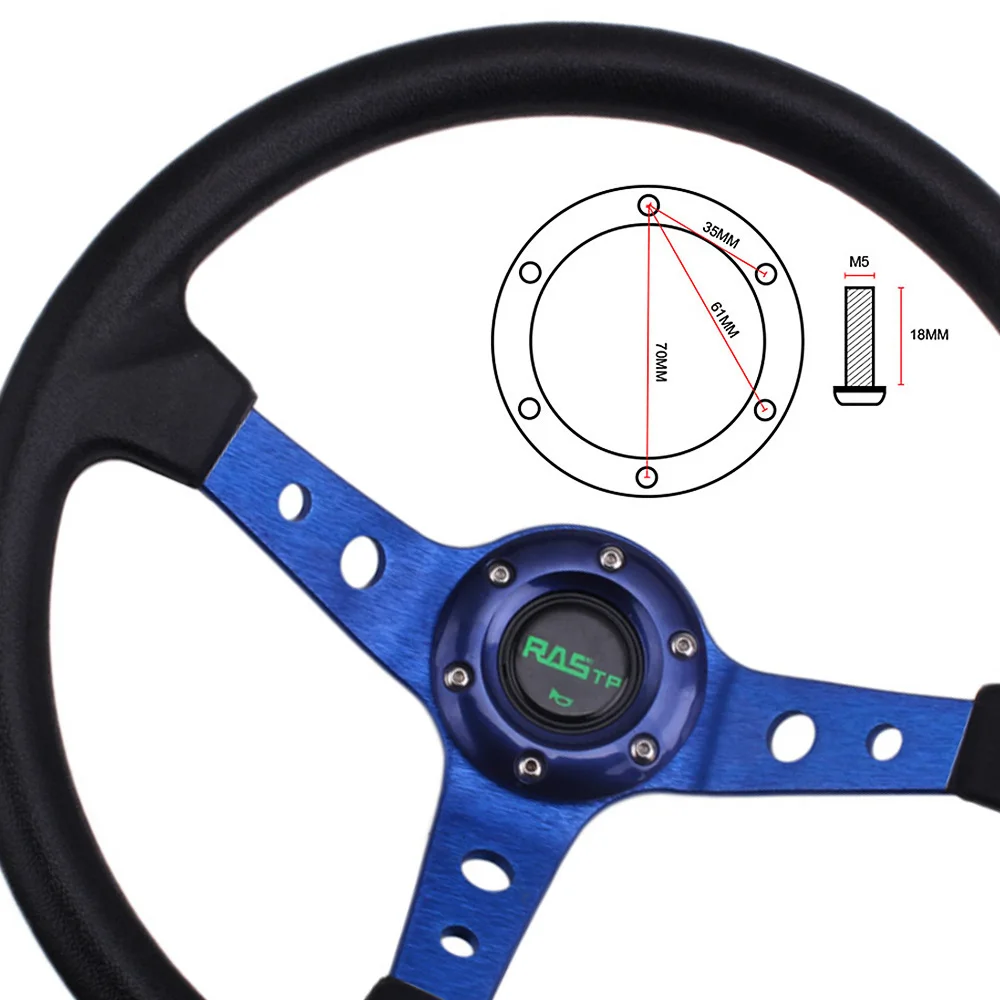 RASTP- Universal 14inch 350mm Racing Drift Steering Wheel Aluminum PU Car Sport Steering Wheels Car Accessories RS-STW020-TP