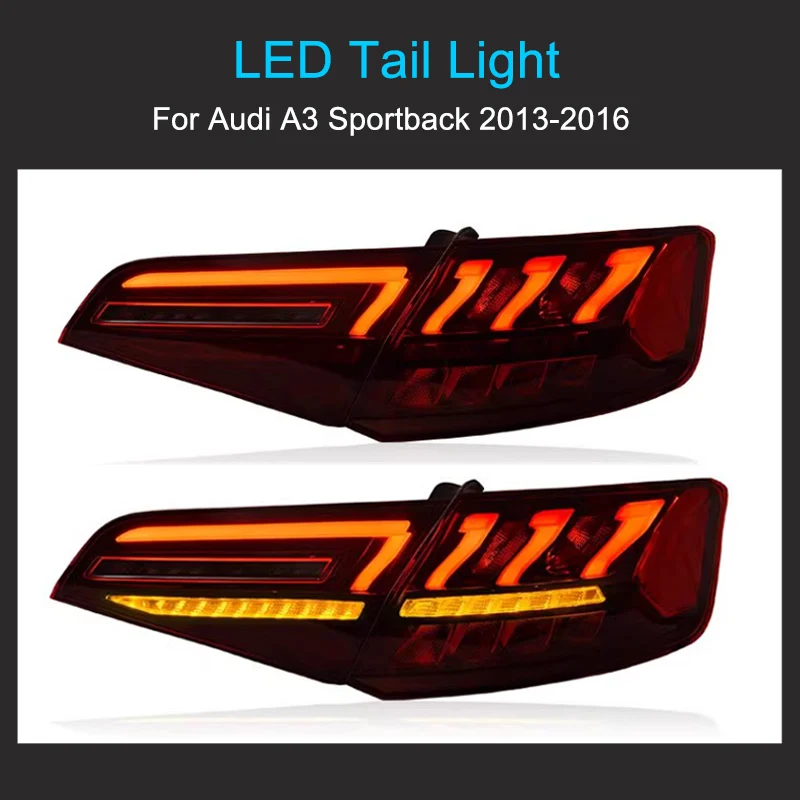 1 Pair LED Tail Light Assembly For Audi A3 Sportback 2013-2016 Taillights Plug and Play with LED Dynamic Turning Rear Tail lamps