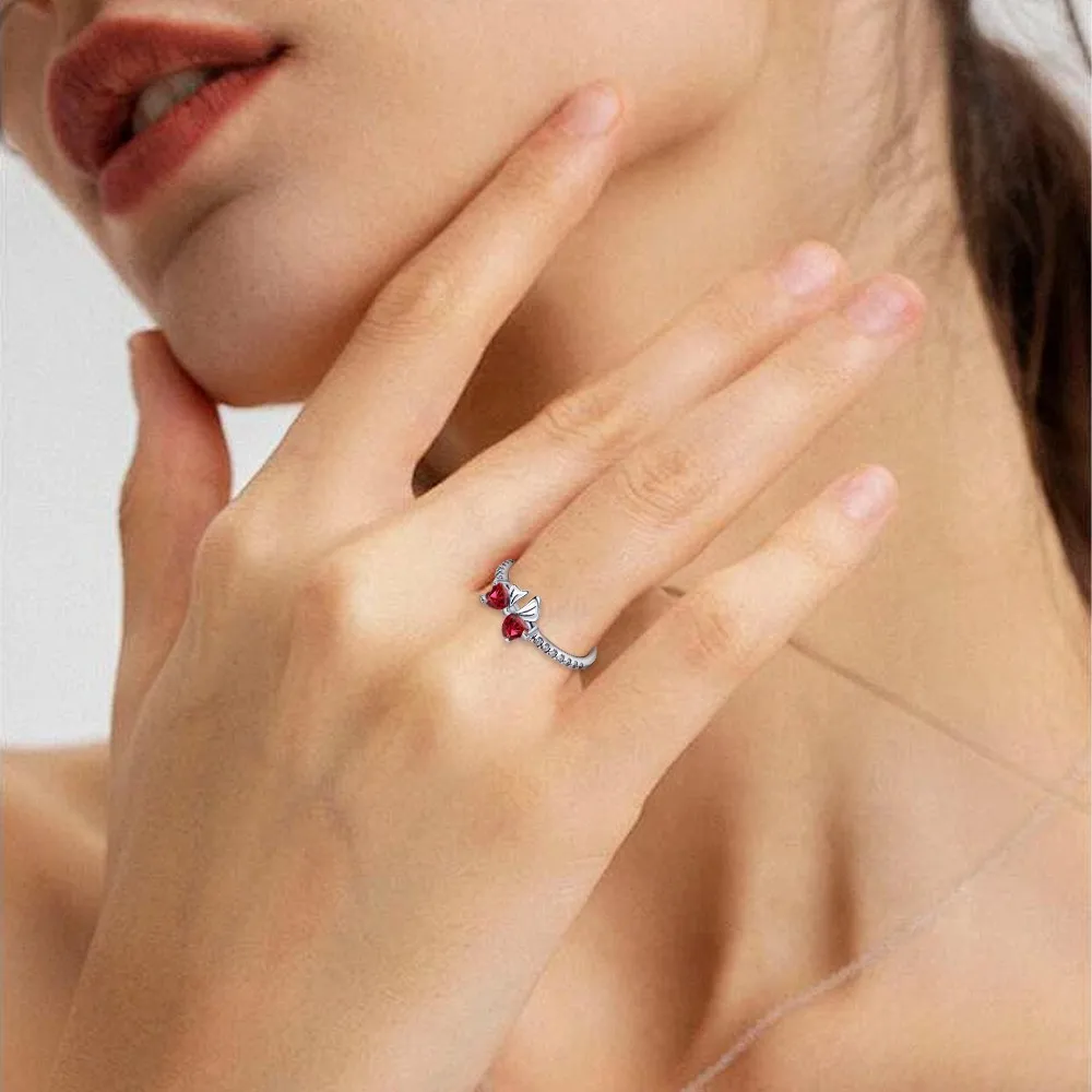 مجموعة مجوهرات رومانسية على شكل فيونكة 925 فضية على الموضة وقلادة وخاتم وسوار وربطة عنق مجموعة أصلية يمكنك صنعها بنفسك هدية عيد الحب الجميلة للنساء