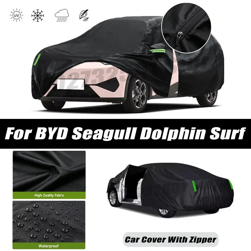 For BYD Seagull Dolphin Surf Car Covers Outdoor Waterproof Sun Rain Snow Protection UV Car Zipper Design Car Cover Accessories