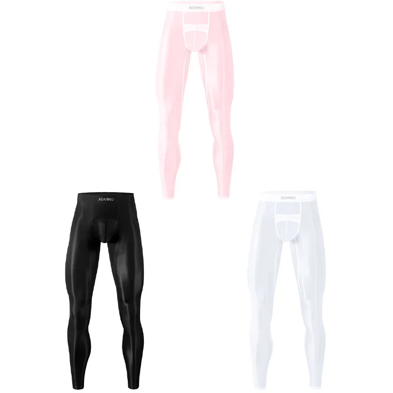 Man Transparent Open Crotch Panties Underwear Long Johns Hollow Out Crotchless Lingerie Gay Outdoor Sex Leggings Pants Sticking