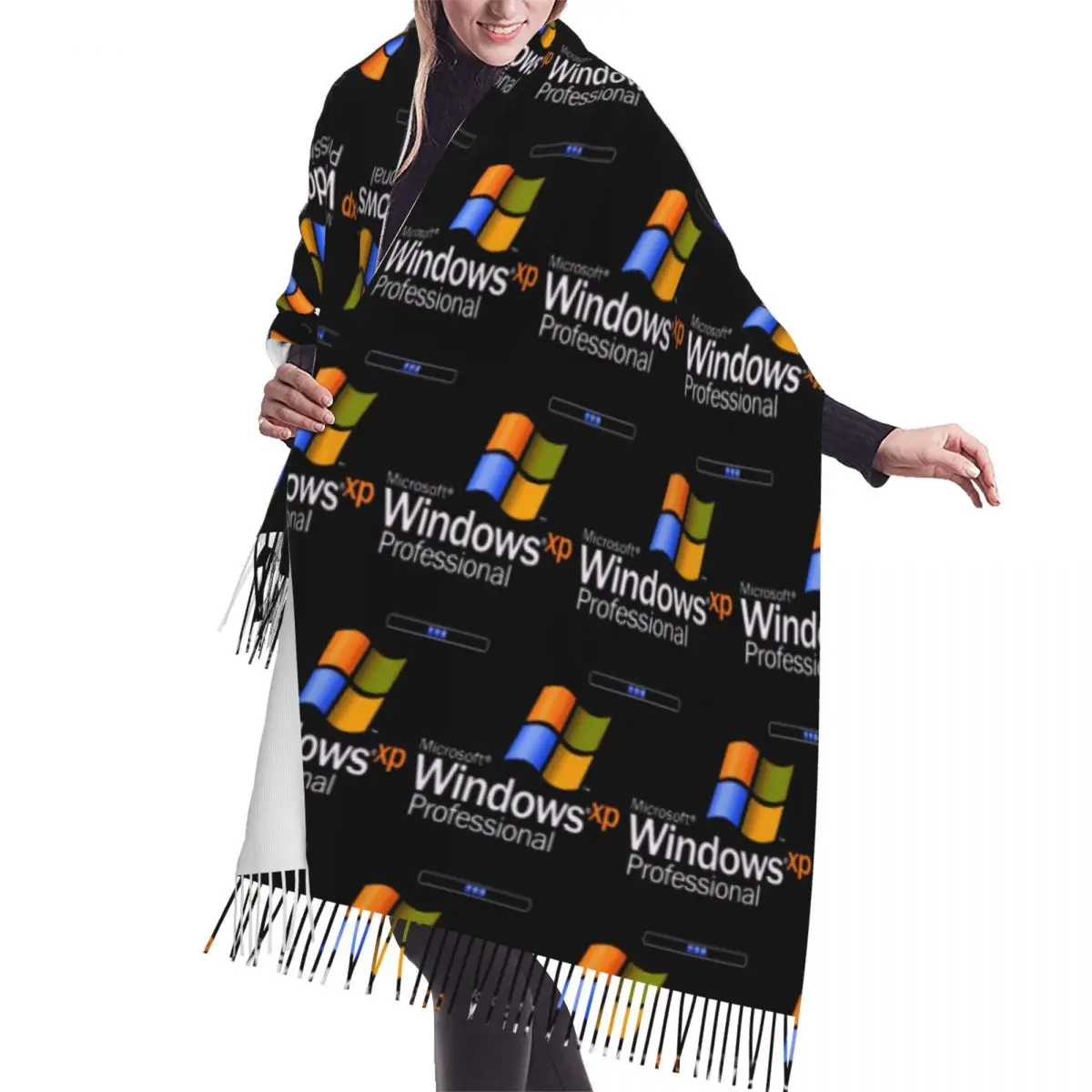 

Сетчатый шарф Windows 95 Geeks Nerd, шарфы с кисточками для женщин, мягкие теплые шали и накидки, длинная осенне-зимняя шаль