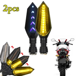 2pcs Universal Motorcycle LED Turn Signal Lamp Sequential Flowing Flash Indicator Lights Amber Running Light