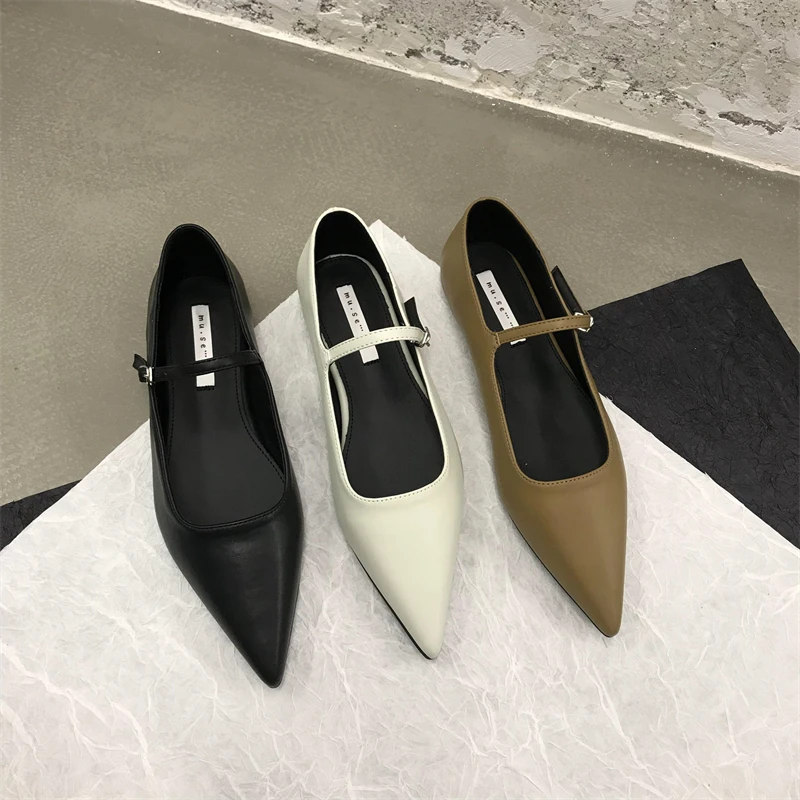 Pointed Toe All-Match Shallow Mouth Shoes Woman 2024 Female Footwear Modis Casual Sneaker New Dress Cute Comfortable Summer Slip