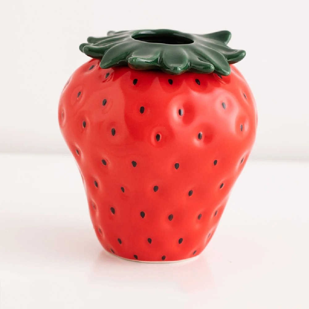 Strawberry ceramic vase, flowerpot, living room, home decoration and ornaments
