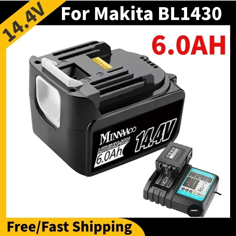 

14.4V Li-ion Battery 6.0AH For Makita BL1430 LXT200 BL1415 194558-0 194559-8 194066-1 Compatible With