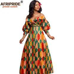 African Maxi Dresses for Women Off The Shoulders Deep V-neck High Waist Casual Ankara Attire Party Outfits Long Dress A2325005