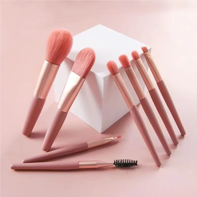 Tragbarer Make-up-Pinsel, 8 Stück/Set, Mini-Lidschatten-Sets, grundlegende kosmetische Werkzeuge, weiche, flauschige Kosmetik, Concealer, Schönheits-Werkzeugtasche