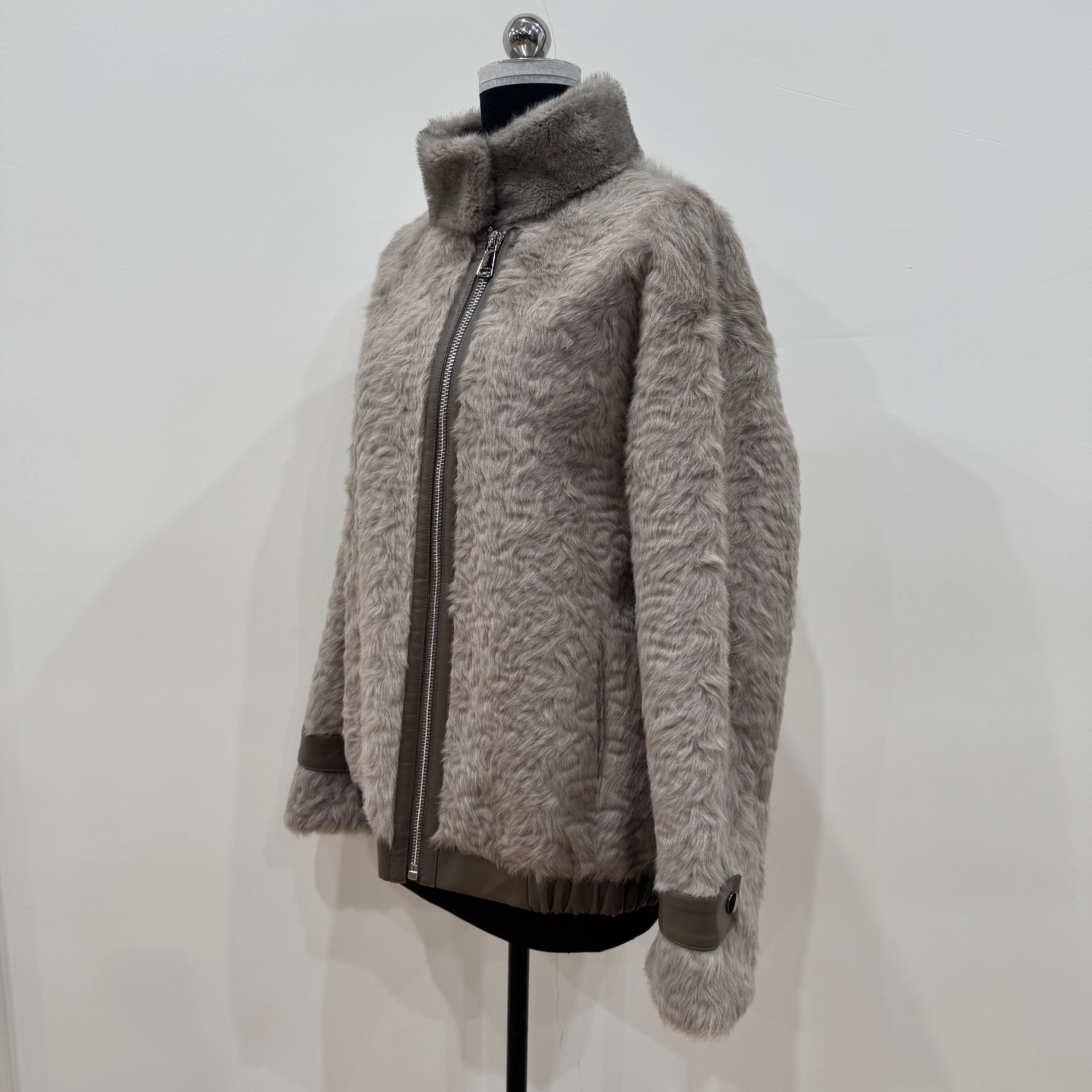 Bo cui autumn and winter women's patchwork design fashionable stand up collar loose short imitation fur coat