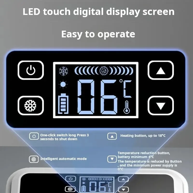 Lodówka na insulinę LED z dużym ekranem, dwuwarstwowa lodówka na insulinę, przenośna lodówka samochodowa o stałej temperaturze
