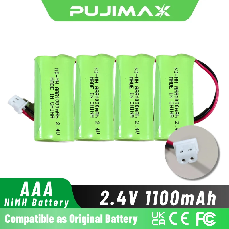 PUJIMAX 2.4V 1100mAh AAA Ni-MH Battery With JST Plug For SIEMENS Gigaset AL14H Cordless Landline RC Racing Car Tank Boat