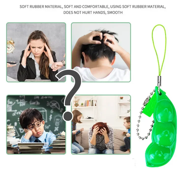 5pcs simulate pea children's game squeeze toys stress relief toys and stress relieving tools backpack pendant for key