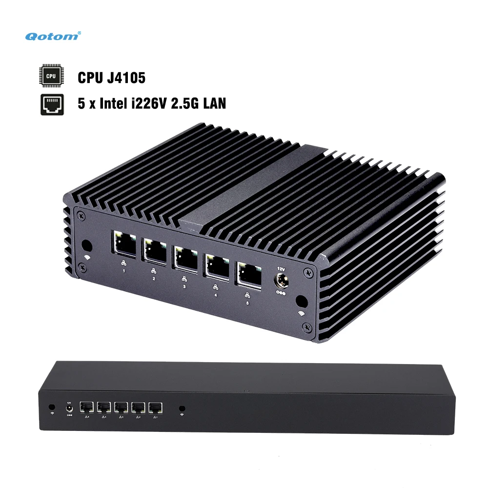 

Безвентиляторный мини-ПК J4105 Quad Core, 5 портов Intel i226V LAN, оперативная память DDR4, мини-корпус/1U Rack — маршрутизатор pfSense OPNsense