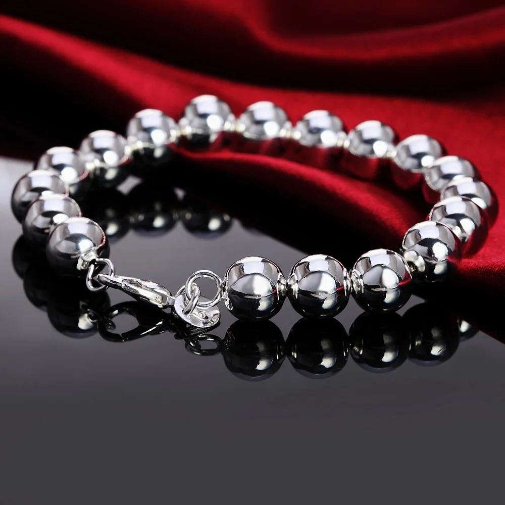 

New charms fashion 925 sterling silver classic 10MM Beads Bracelet for man woman party wedding accessories gifts fine jewelry