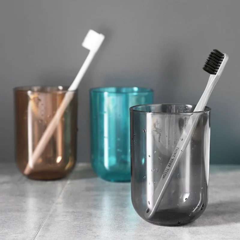 Simple Bathroom Wash Toothbrush Cup Creative Fashion Transparent Couple Toilet Brushing Teeth Mouthwash Plastic Cup