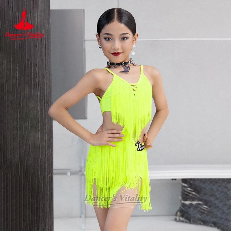 Blackpool Dance Festival Latin Dance Professional Tassels Dress Custom Adult&Child Samba Jive Practise Clothes Dancer's Vitality