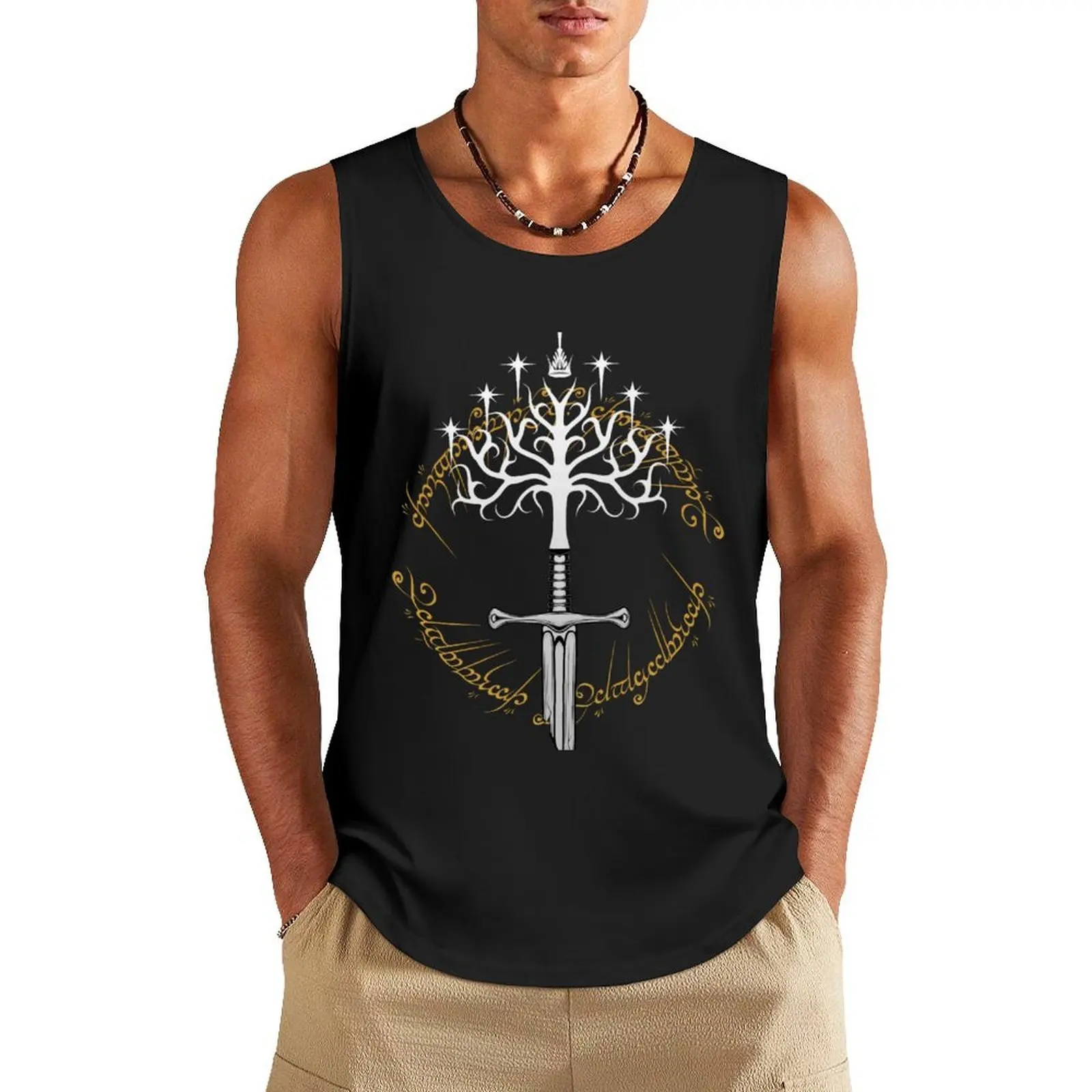 

Andúril White Tree Tank Top Vests bodybuilding man men clothing bodybuilding