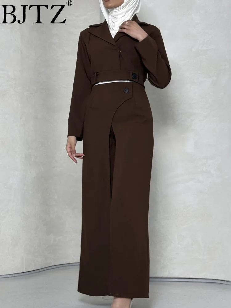 

BJTZ Double Layered Irregular Pants+short Jacket Top Fashionable Casual Blazer 2 Piece For Women 2025 Spring Autumn New Trendy