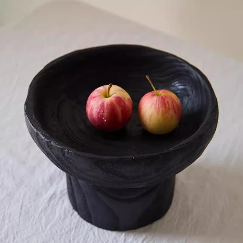 

Charred Wooden Storage Trays Do Old Fruit Bowl Rustic Display Tray for Villa Decorations Homestay Model Room Candle Holder