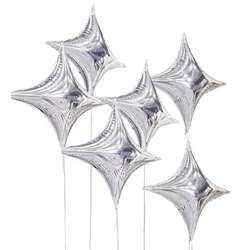 6Pcs Silver Star Foil Balloons Wedding Twinkle Helium Ballons Happy Birthday Party Decorations Adult Kids Baby   Shower Globos