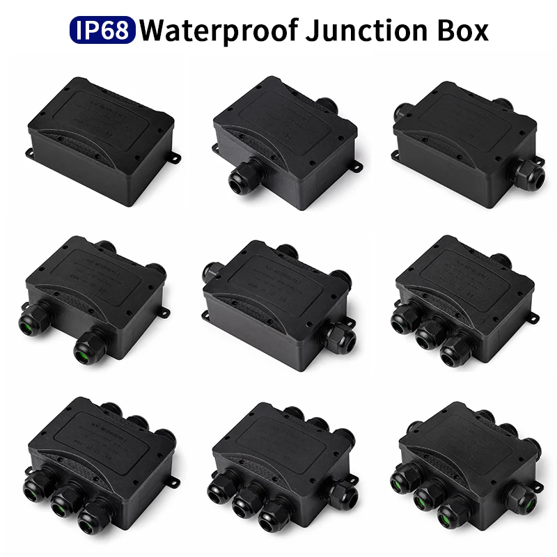 IP68 Waterproof Junction Box 2-8 Way M25 Electrical Cable Connector Distribution Enclosure 450V for Outdoor Garden Wiring
