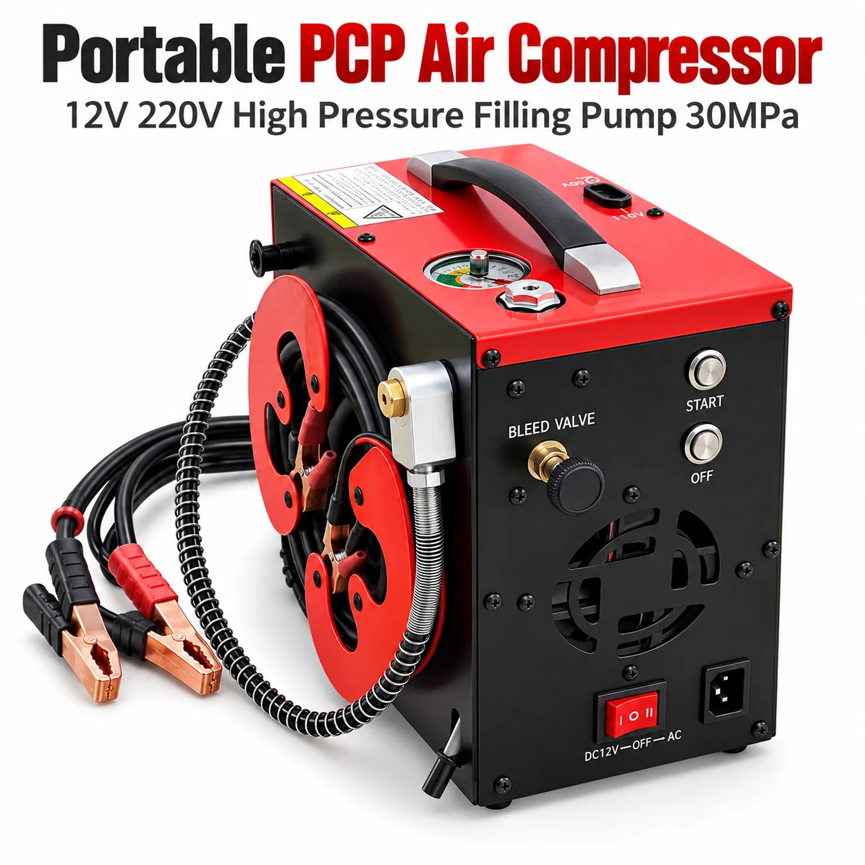 AOLIVIYA 30MPa 300Bar Portable PCP Air Compressor High Pressure Electric Air Pump For Air Rifle Paintball Tank Cylinder Filling