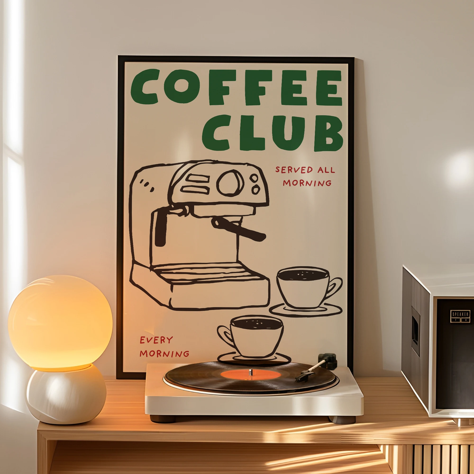 Vintage Coffee Club Kitchen Poster Canvas Painting Wall Art
