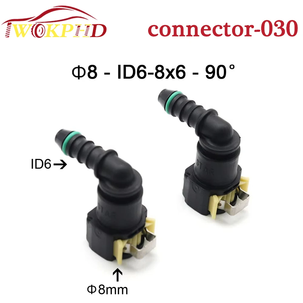 High Quality 8mm 8 ID6 8x6 90 degree Car Fuel Line Hose Pipe Quick Release Connector Auto Urea Connector For CAR 2pcs