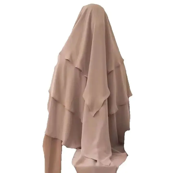 

3 Layer Khimar Prayer Clothes Women Long Hijab Scarf Dubai Muslim Headscarf Ramadan Eid Hijabs Headdress Niqab Abayas Burqa Robe