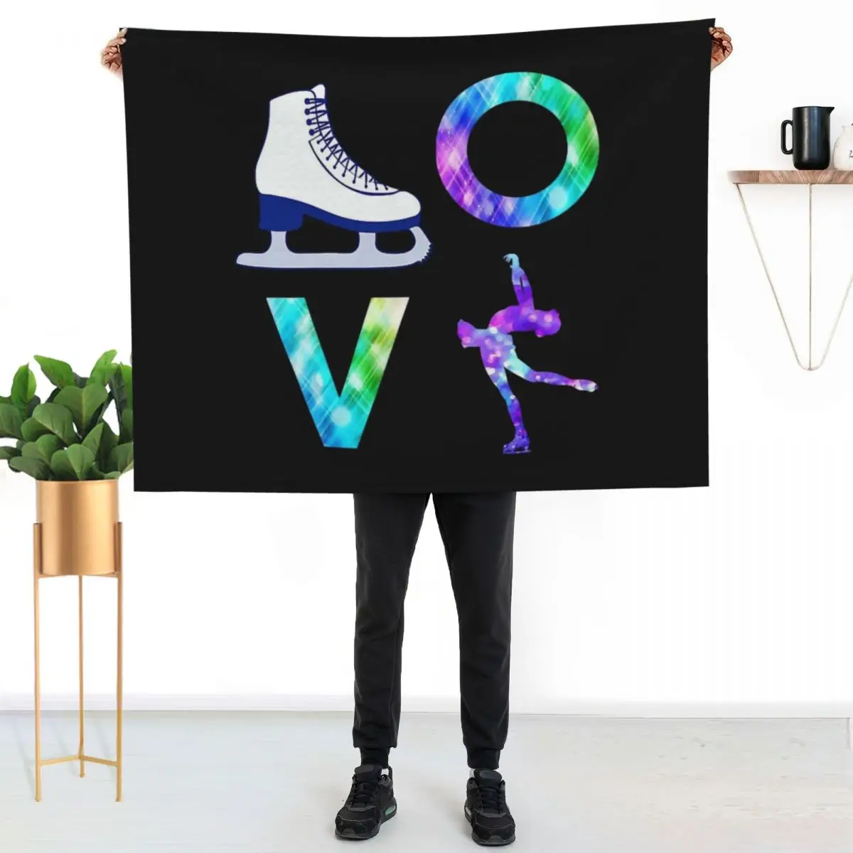 Love Figure Skating Ice Skater Girls Throw Blanket Cozy Microfiber Throw Blanket for Home Bedroom