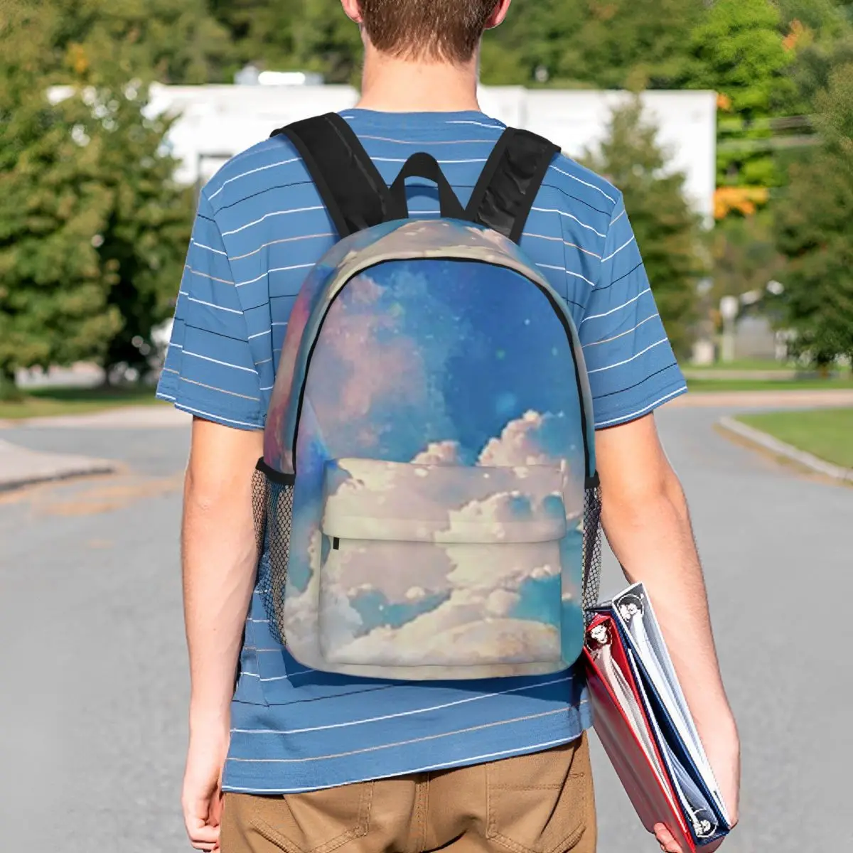 Blue Sky Clouds And Seagulls Print Backpack Student BookBag Children School Bag Computer Shoulder Bags for Boys Girls