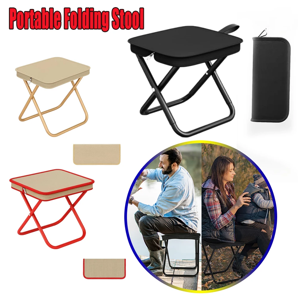 Compact Folding Stool Portable Ultralight Outdoor Camping Picnic Fishing Chair Foldable Cot Handbag Seat for Queueing Travel