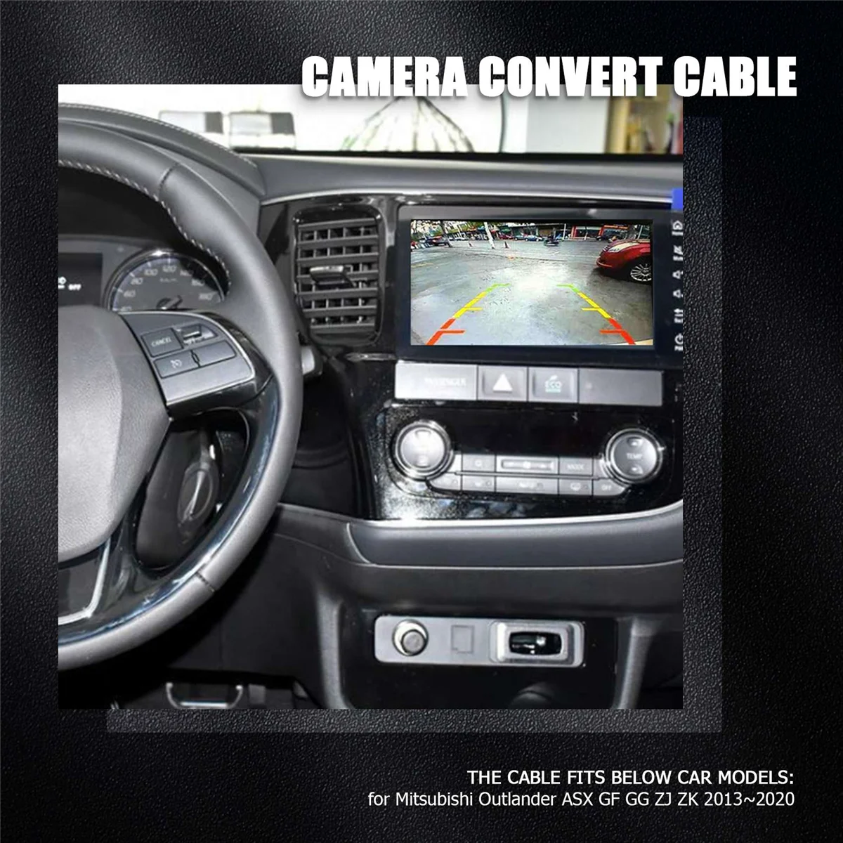 Car Rear View Camera RCA Video Reverse Camera Convert Cable Adapter for ASX GF ZJ