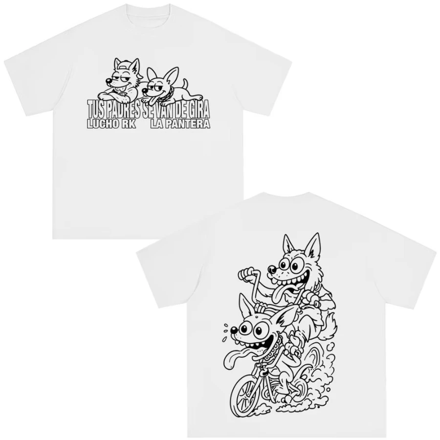 Women Y2K T-shirt Cartoon Dog Print Front Back Graphic Tee Vintage Oversized Short Sleeve Casual Streetwear Ladies Top