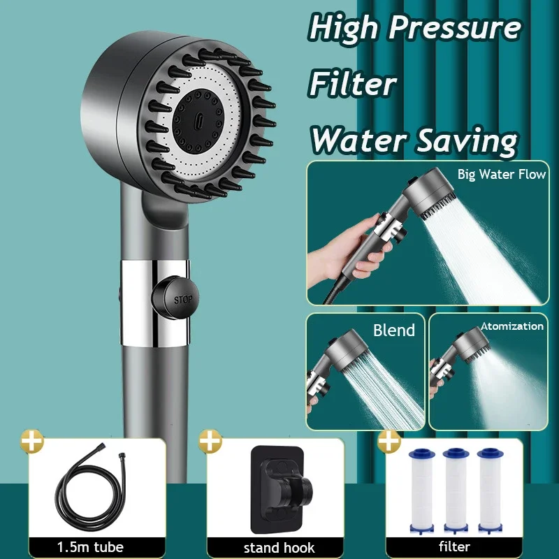 

High Pressure Strong Current Shower Saving Shower with 3 Knobs Controllable Hand Shower Bathroom