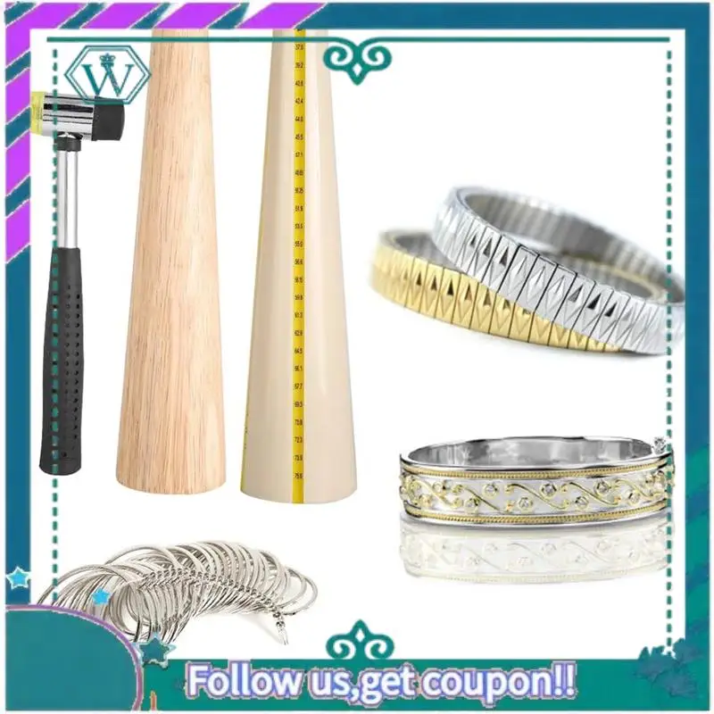 

Premium Mandrel Sizer Jewelry Making Tools Wooden Bangle Bracelet Repairing Measuring Set