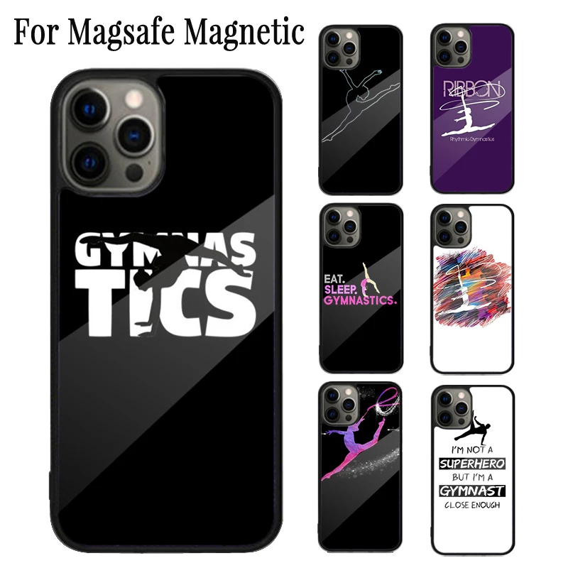 Rainbow Gymnastics Silhouette Magnetic Phone Case For iPhone 16 15 14 Plus 13 12 Mini 11 Pro Max Magsafe Wireless Charging Cover