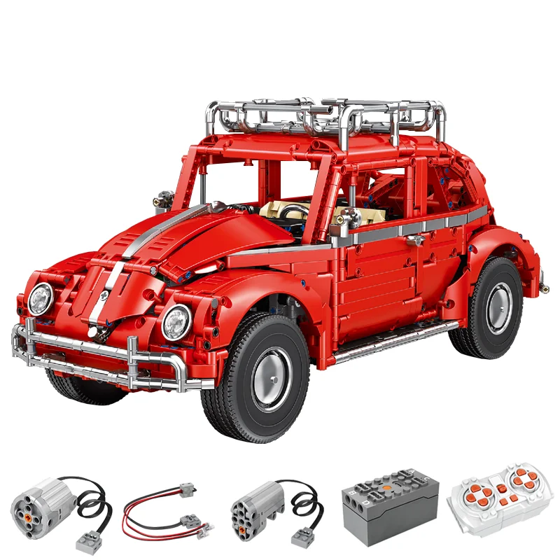 IN STOCK MOC Technical 1:10 Beetle Sports Car Building Blocks Remote Control Retro Vehicles Bricks Model Toys for Children Gift