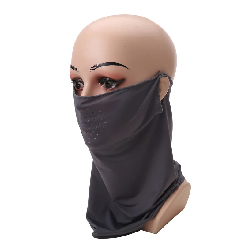 Sunscreen Mask Breathable Hanging Ear Sunscreen Mask Neck Cover Ice Silk Cover Full Face All-in-one Outdoor Face Towel