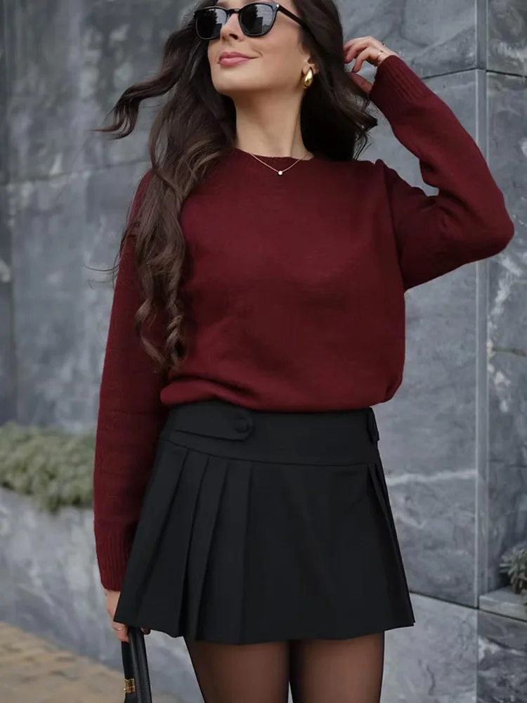 

HH осенний женский новый шикарный пуловер с круглым вырезом и длинными рукавами, женский элегантный уличный повседневный 3-цветный свитер Mujer