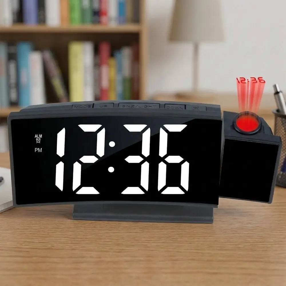 180° Rotating Projection LED Alarm Clock Time Temperature Display Calendar Display Digital Clock Brightness Adjustable