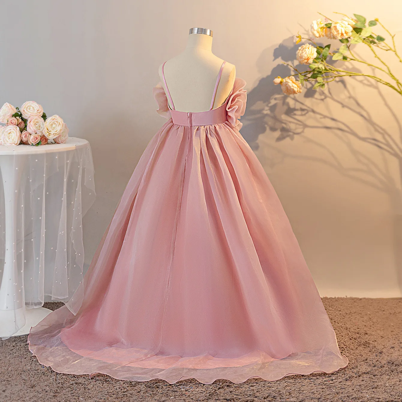 Kids Elegant  Wedding Princess Party Dresses for Girls Backless Flower Birthday Prom Girl Dresses Bridesmaid Evening Costumes
