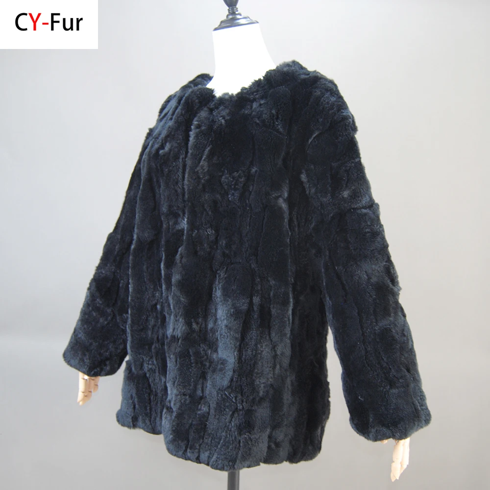 

Hot Sale Brand Real Rex Rabbit Fur Coat Female Coat Genuine Rex Rabbit Fur Coat 2024 Winter New Fashion Overcoat Long