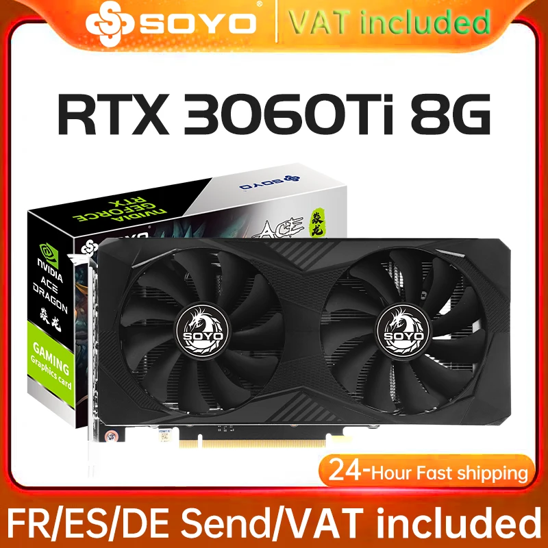 SOYO, nuevas tarjetas gráficas para juegos, NVIDIA GeForce RTX 3060Ti, 8GB, GDDR6, 256 bits, GPU de escritorio… — oferta en AliExpress